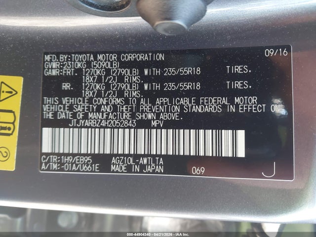 Продажа на аукционе авто 2017 Lexus Nx 200t F Sport, vin: JTJYARBZ4H2052843, номер лота: 44904340