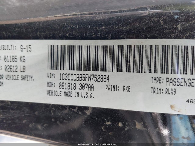Aukcja sprzedaży 2015 Chrysler 200 S, vin: 1C3CCCBB5FN752894, numer aukcji: 44904374