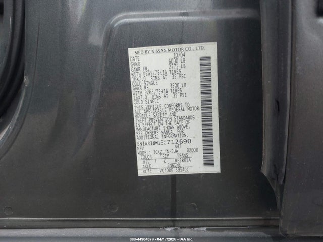 2005 Nissan Pathfinder Se Off-road მანქანა იყიდება აუქციონზე, vin: 5N1AR18W15C712690, აუქციონის ნომერი: 44904379