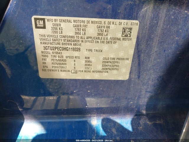 Aukcja sprzedaży 2017 Gmc Sierra 1500 Denali, vin: 3GTU2PEC9HG118028, numer aukcji: 44904388