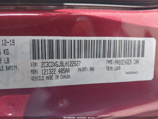 2C3CDXGJ9LH122627 Dodge Charger Scat Pack Rwd