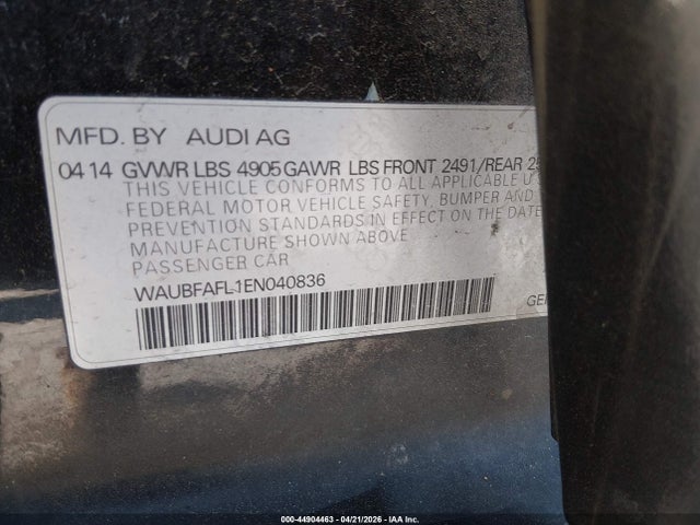 Aukcja sprzedaży 2014 Audi A4 2.0t Premium, vin: WAUBFAFL1EN040836, numer aukcji: 44904463