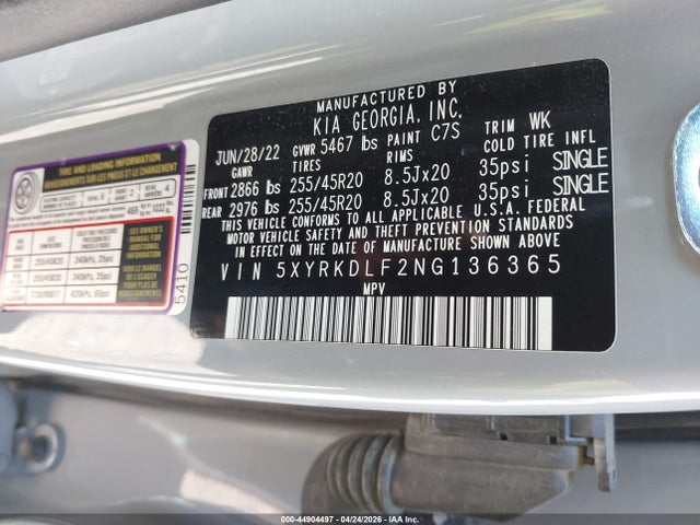 KIA SORENTO SX 2022 5XYRKDLF2NG136365 Image 9