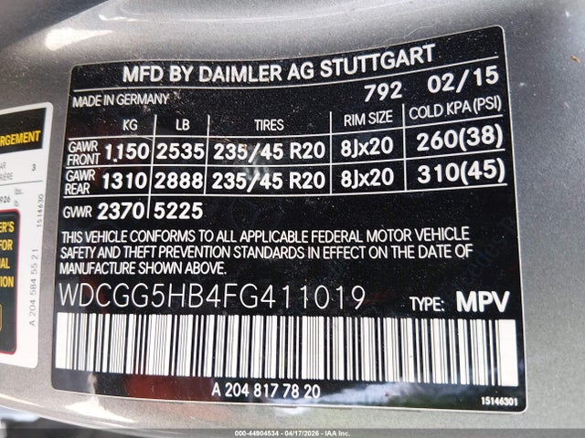 2015 Mercedes-benz Glk 350 მანქანა იყიდება აუქციონზე, vin: WDCGG5HB4FG411019, აუქციონის ნომერი: 44904534