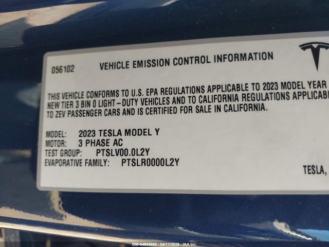 2023 Tesla Model Y მანქანა იყიდება აუქციონზე, vin: 7SAYGDEE3PA056102, აუქციონის ნომერი: 44904580