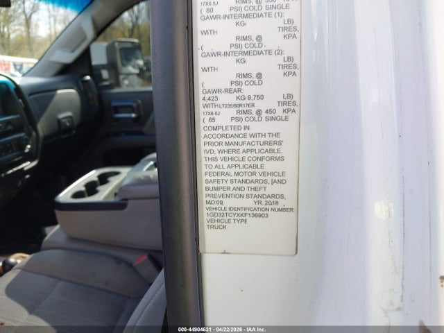 Aukcja sprzedaży 2019 Gmc Sierra 3500hd Chassis, vin: 1GD32TCYXKF136903, numer aukcji: 44904631