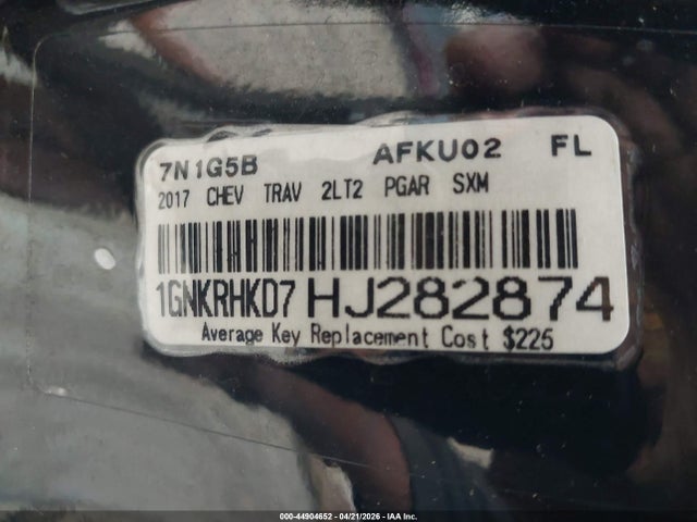 44904652 :رقم المزاد ، 1GNKRHKD7HJ282874 vin ، 2017 Chevrolet Traverse 2lt مزاد بيع