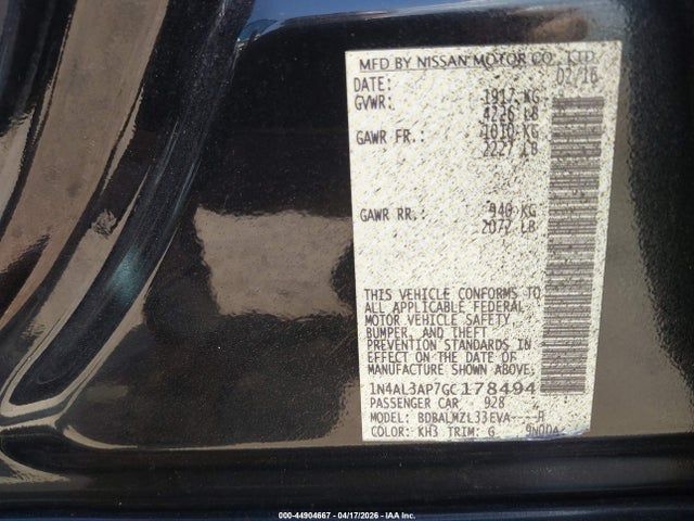 Nissan Altima 2.5 Sv 2016 1N4AL3AP7GC178494 Image 9