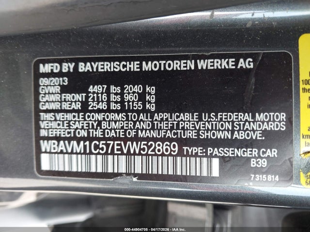 Продаж на аукціоні авто 2014 Bmw X1 Sdrive28i, vin: WBAVM1C57EVW52869, номер лоту: 44904705