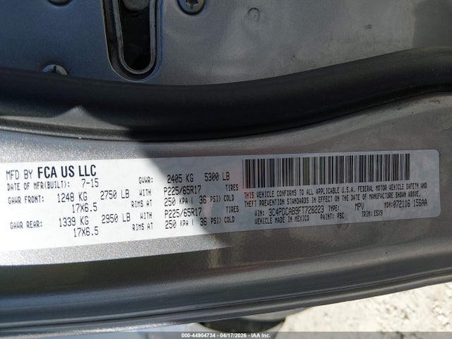 44904734 :رقم المزاد ، 3C4PDCAB9FT728223 vin ، 2015 Dodge Journey American Value Pkg مزاد بيع