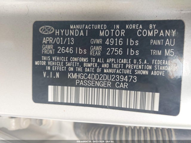 Aukcja sprzedaży 2013 Hyundai Genesis 3.8, vin: KMHGC4DD2DU239473, numer aukcji: 44904738