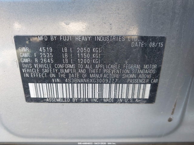 4S3BNAN6XG3009777 Subaru Legacy 2.5i Limited