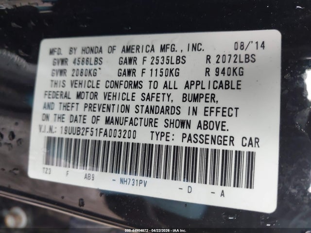 2015 Acura Tlx V6 Tech მანქანა იყიდება აუქციონზე, vin: 19UUB2F51FA003200, აუქციონის ნომერი: 44904872