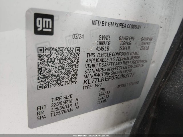 KL77LKEP0SC003177 Chevrolet Trax Fwd Activ