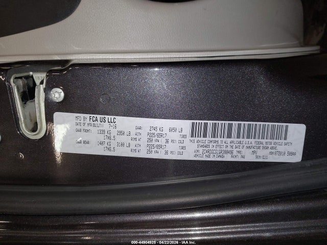 Aukcja sprzedaży 2016 Dodge Grand Caravan Sxt, vin: 2C4RDGCG1GR388496, numer aukcji: 44904925