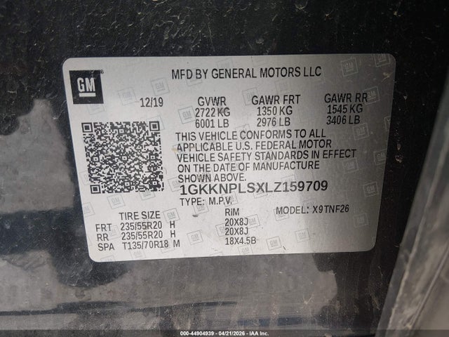 Продаж на аукціоні авто 2020 Gmc Acadia Fwd Denali, vin: 1GKKNPLSXLZ159709, номер лоту: 44904939
