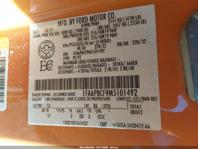 Ford Mustang Gt Premium 2021 1FA6P8CF9M5101492 Image 9