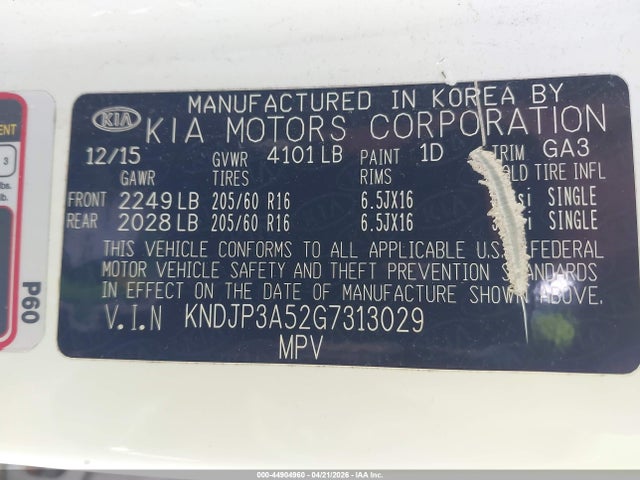 KNDJP3A52G7313029 KIA SOUL +