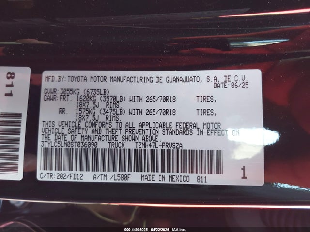 Продажа на аукционе авто 2025 Toyota Tacoma Hybrid Trd Off Road, vin: 3TYLC5LN0ST036090, номер лота: 44905025