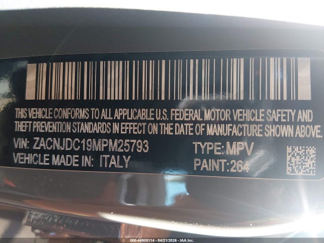 44905114 :رقم المزاد ، ZACNJDC19MPM25793 vin ، 2021 Jeep Renegade Trailhawk 4x4 مزاد بيع