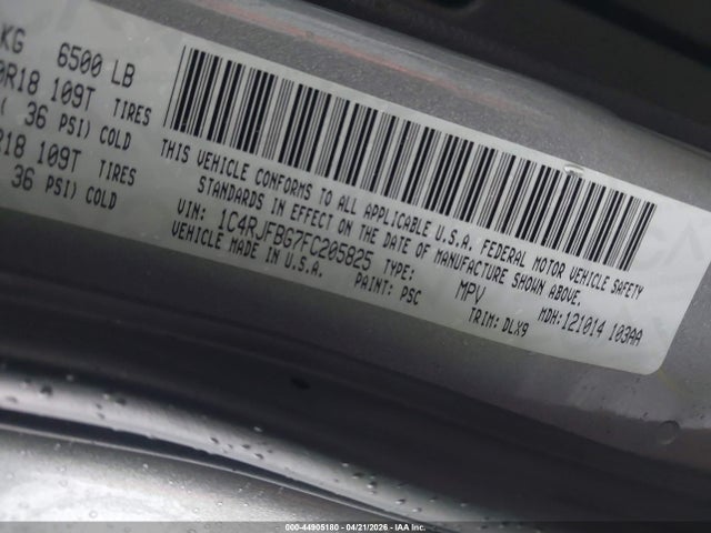 1C4RJFBG7FC205825 Jeep Grand Cherokee Limited
