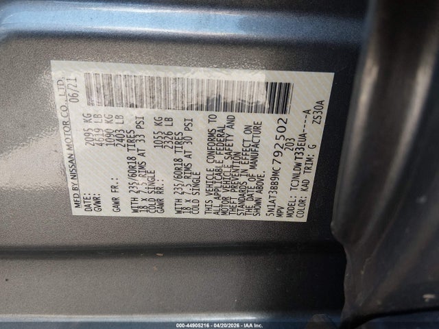 Продажа на аукционе авто 2021 Nissan Rogue Sv Intelligent Awd, vin: 5N1AT3BB9MC792502, номер лота: 44905216