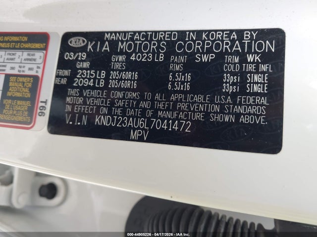 Aukcja sprzedaży 2020 Kia Soul S, vin: KNDJ23AU6L7041472, numer aukcji: 44905226