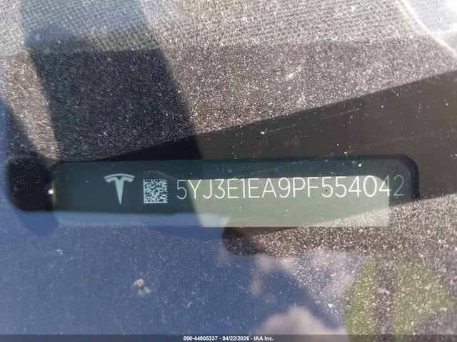 2023 Tesla Model 3 Rear-wheel Drive მანქანა იყიდება აუქციონზე, vin: 5YJ3E1EA9PF554042, აუქციონის ნომერი: 44905237