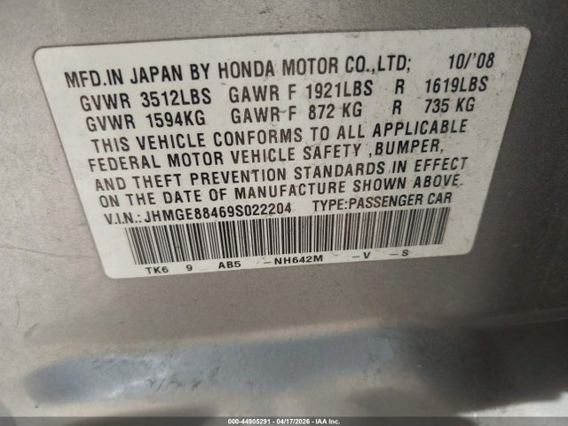2009 HONDA FIT JHMGE88469S022204 Photo 8