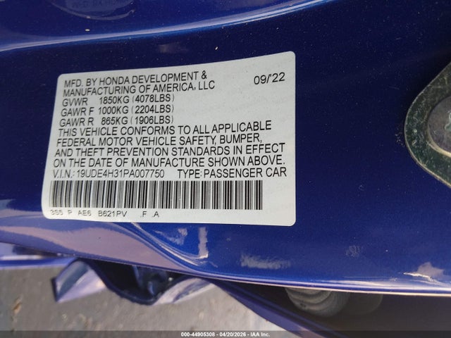 Продажа на аукционе авто 2023 Acura Integra A-spec, vin: 19UDE4H31PA007750, номер лота: 44905308