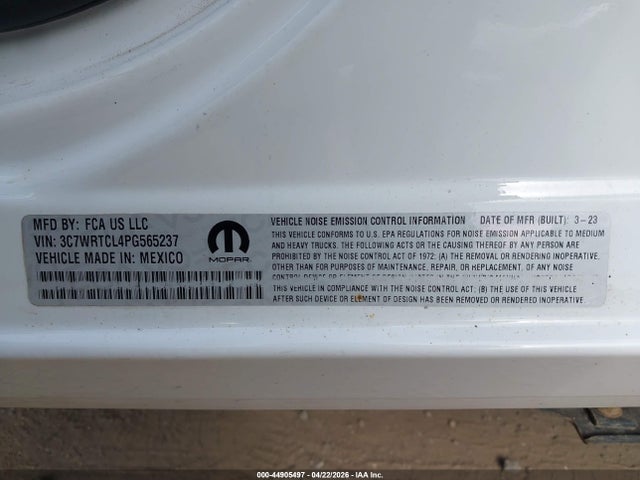 2023 Ram 3500 Chassis Tradesman/slt/laramie/limited მანქანა იყიდება აუქციონზე, vin: 3C7WRTCL4PG565237, აუქციონის ნომერი: 44905497