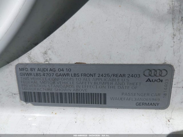 Aukcja sprzedaży 2010 Audi A4 2.0t Premium, vin: WAUEFAFL3AN065969, numer aukcji: 44905520