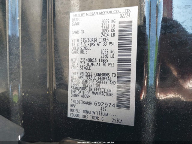 Продажа на аукционе авто 2024 Nissan Rogue Sv Fwd, vin: 5N1BT3BA6RC692974, номер лота: 44905532