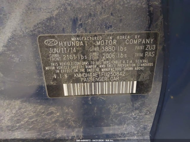 Aukcja sprzedaży 2015 Hyundai Elantra Limited, vin: KMHDH4AE1FU250842, numer aukcji: 44905572