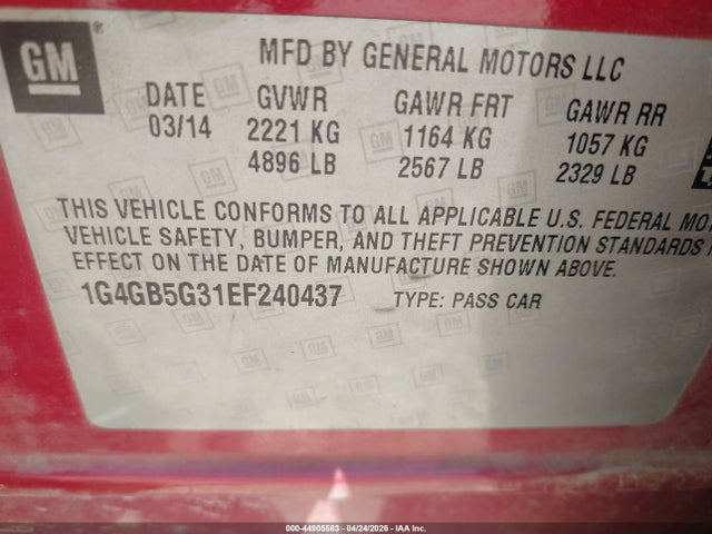 1G4GB5G31EF240437 Buick Lacrosse Leather Group