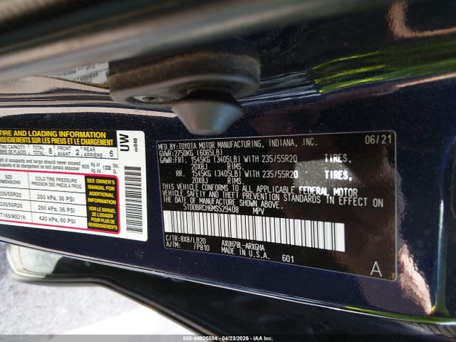 Продаж на аукціоні авто 2021 Toyota Highlander Hybrid Limited, vin: 5TDDBRCH6MS529408, номер лоту: 44905584
