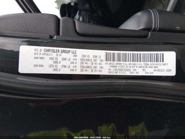 44905596 :رقم المزاد ، 1C4RJFBG6FC620201 vin ، 2015 Jeep Grand Cherokee Limited مزاد بيع