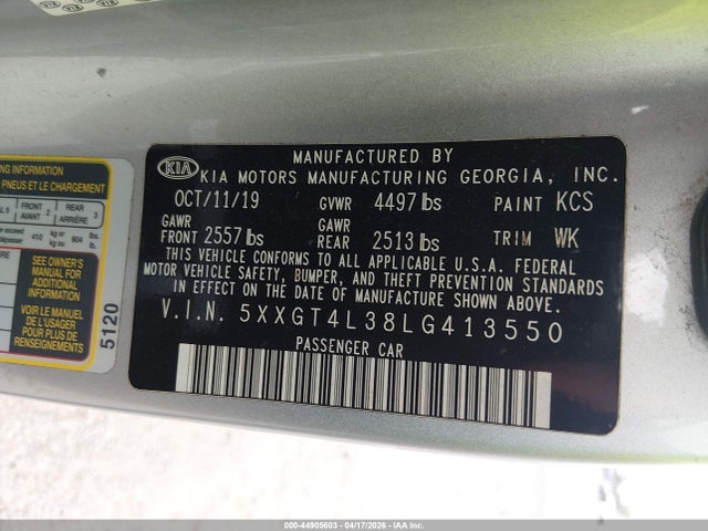 Продажа на аукционе авто 2020 Kia Optima Lx, vin: 5XXGT4L38LG413550, номер лота: 44905603