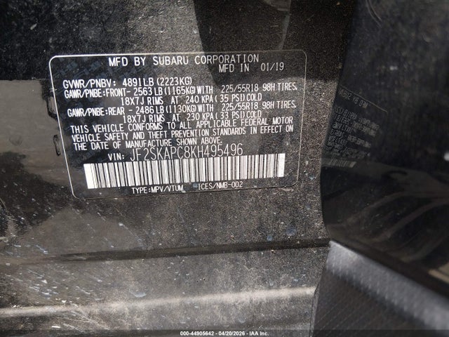 Aukcja sprzedaży 2019 Subaru Forester Sport, vin: JF2SKAPC8KH495496, numer aukcji: 44905642
