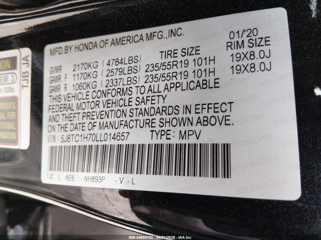 Продажа на аукционе авто 2020 Acura Rdx Advance Package, vin: 5J8TC1H70LL014657, номер лота: 44905705