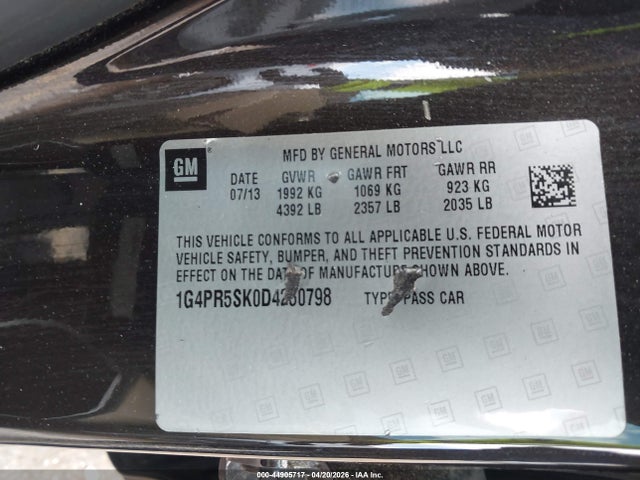 Aukcja sprzedaży 2013 Buick Verano Convenience Group, vin: 1G4PR5SK0D4250798, numer aukcji: 44905717