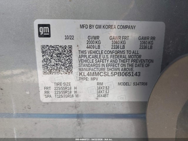 2023 Buick Encore Gx Preferred Awd მანქანა იყიდება აუქციონზე, vin: KL4MMCSL5PB065143, აუქციონის ნომერი: 44905721