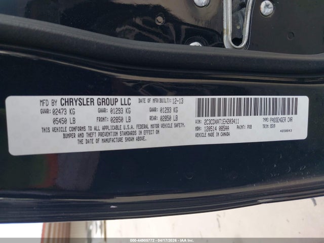 44905772 :رقم المزاد ، 2C3CDXAT1EH203411 vin ، 2014 Dodge Charger Police مزاد بيع