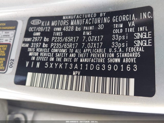 2013 KIA SORENTO 5XYKT3A11DG390163 Photo 8