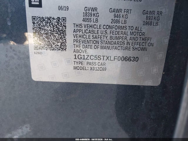 1G1ZC5STXLF006630 Chevrolet Malibu Fwd 1fl