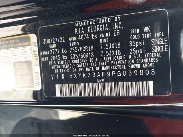 Aukcja sprzedaży 2023 Kia Sportage Ex, vin: 5XYK33AF9PG039808, numer aukcji: 44905977