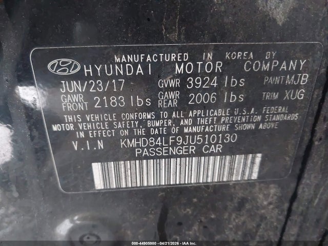 Продажа на аукционе авто 2018 Hyundai Elantra Sel, vin: KMHD84LF9JU510130, номер лота: 44905980