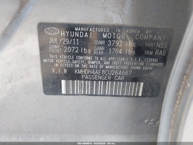 Продаж на аукціоні авто 2012 Hyundai Elantra Limited (ulsan Plant), vin: KMHDH4AE8CU264667, номер лоту: 44906014