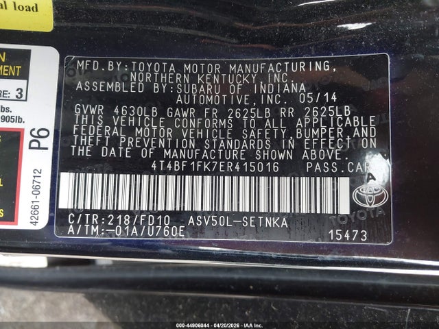 Aukcja sprzedaży 2014 Toyota Camry Le, vin: 4T4BF1FK7ER415016, numer aukcji: 44906044