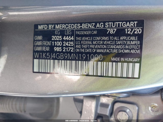 W1K5J4GB9MN191000 Mercedes-Benz CLA 250